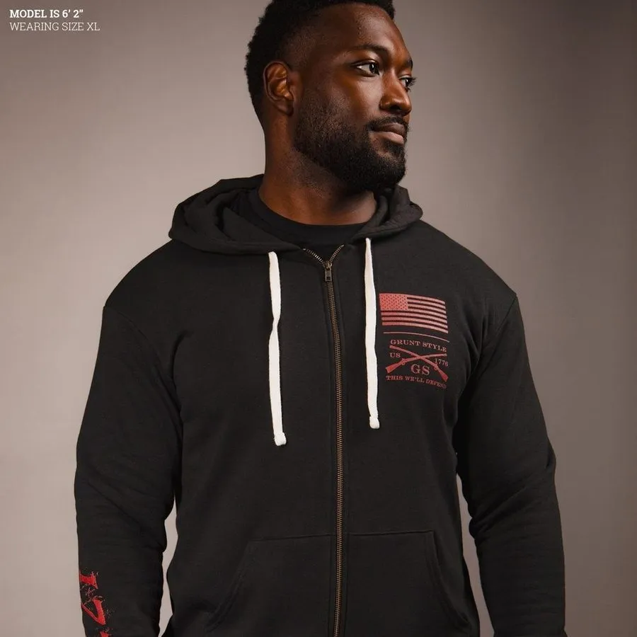 1776 Flag Full-Zip Hoodie - Black