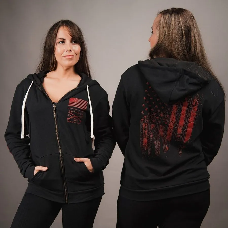 1776 Flag Full-Zip Hoodie - Black