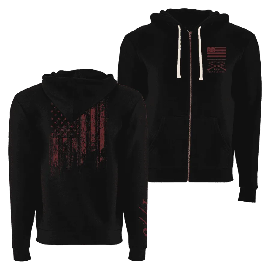 1776 Flag Full-Zip Hoodie - Black