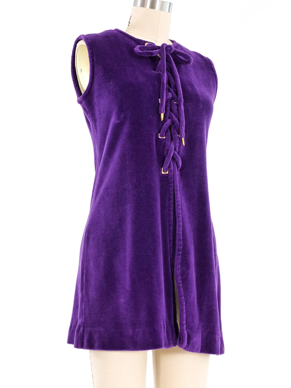 1960s Purple Velour Lace Up Vest