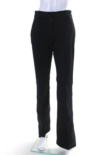 A.L.C. Womens Cotton Hook & Eye Mid-Rise Boot Cut Pants Trousers Black Size 2