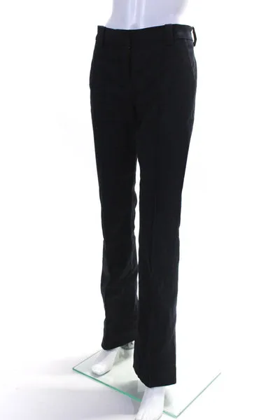 A.L.C. Womens Cotton Hook & Eye Mid-Rise Boot Cut Pants Trousers Black Size 2