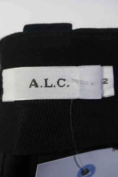 A.L.C. Womens Cotton Hook & Eye Mid-Rise Boot Cut Pants Trousers Black Size 2