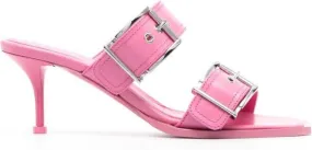 Alexander McQueen buckled 72mm leather sandals Pink