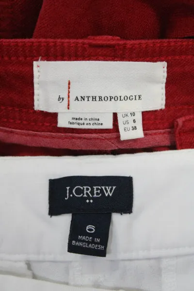 Anthropologie J Crew Womens Shorts Red Straight Leg Cargo Pants Size 6 Lot 2