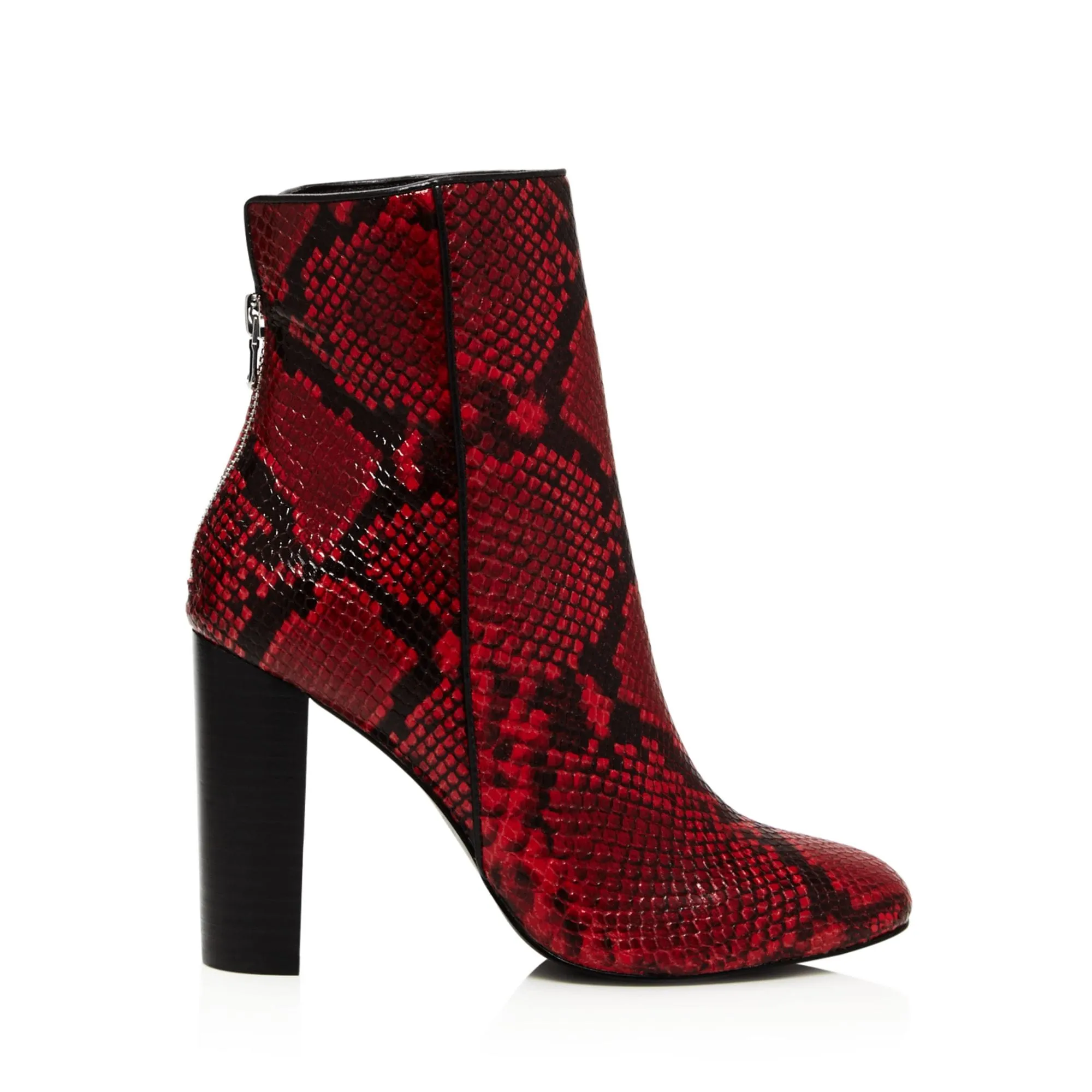 Aqua Women’s Red Leather Soren Block Heel Booties