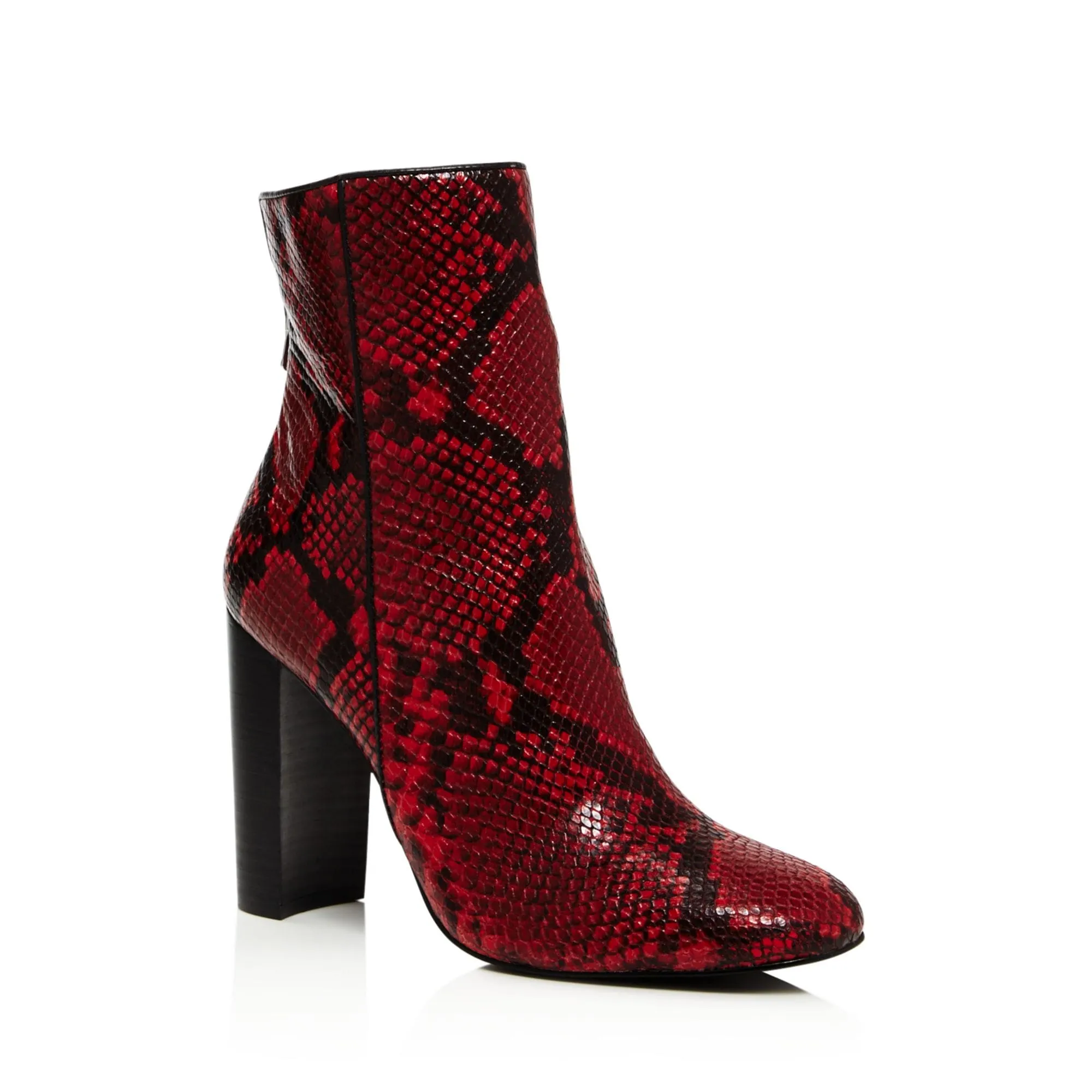 Aqua Women’s Red Leather Soren Block Heel Booties