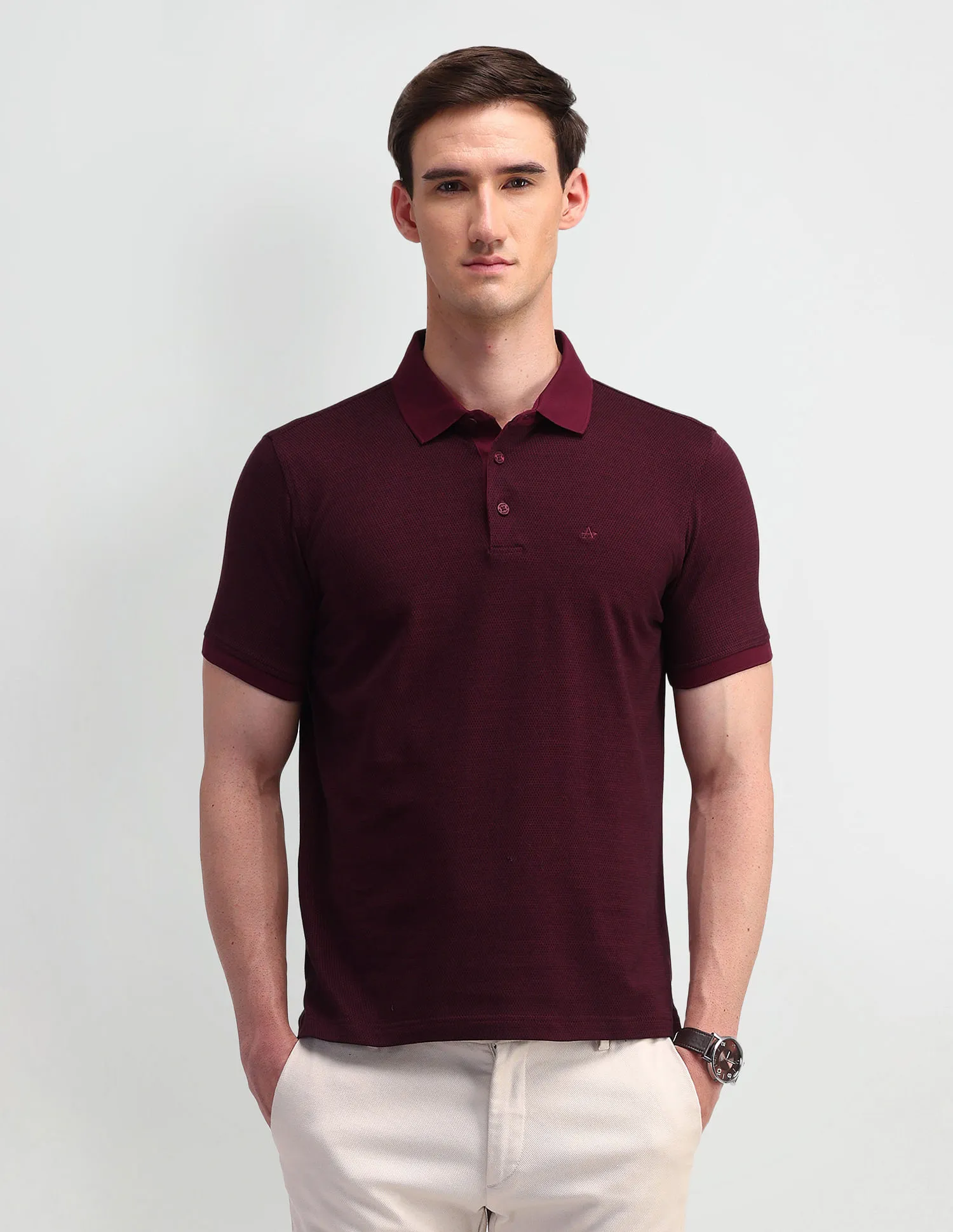 Arrow Textured Cotton Polo Shirt