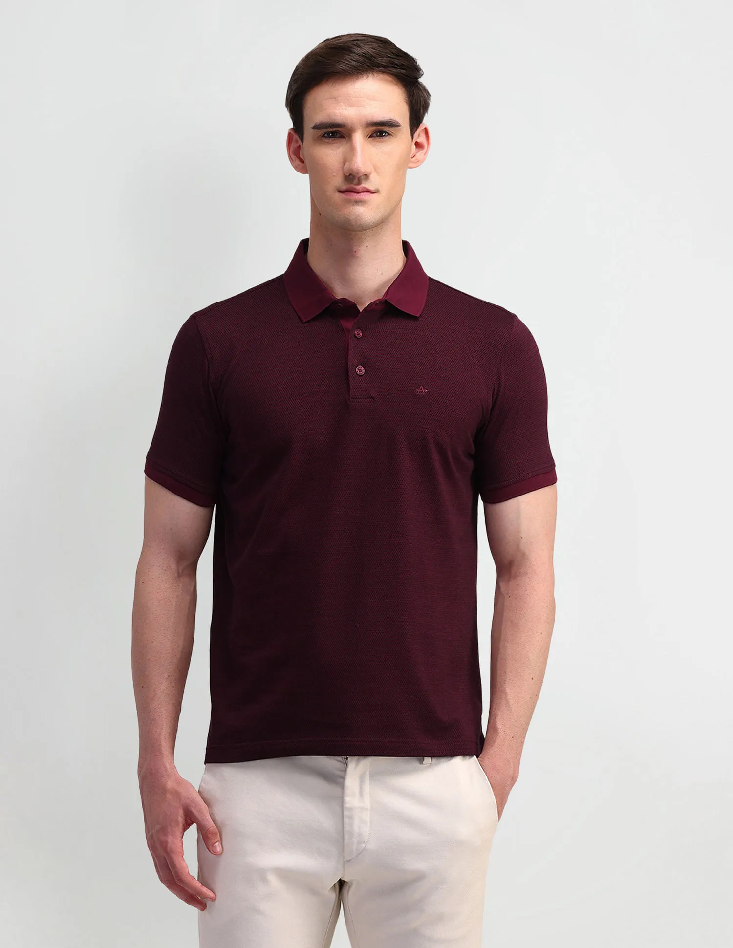 Arrow Textured Cotton Polo Shirt