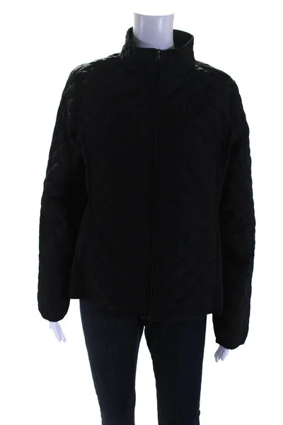 Banana Republic Womens Quilted Textured Zipped Long Sleeve Jacket Black Size L