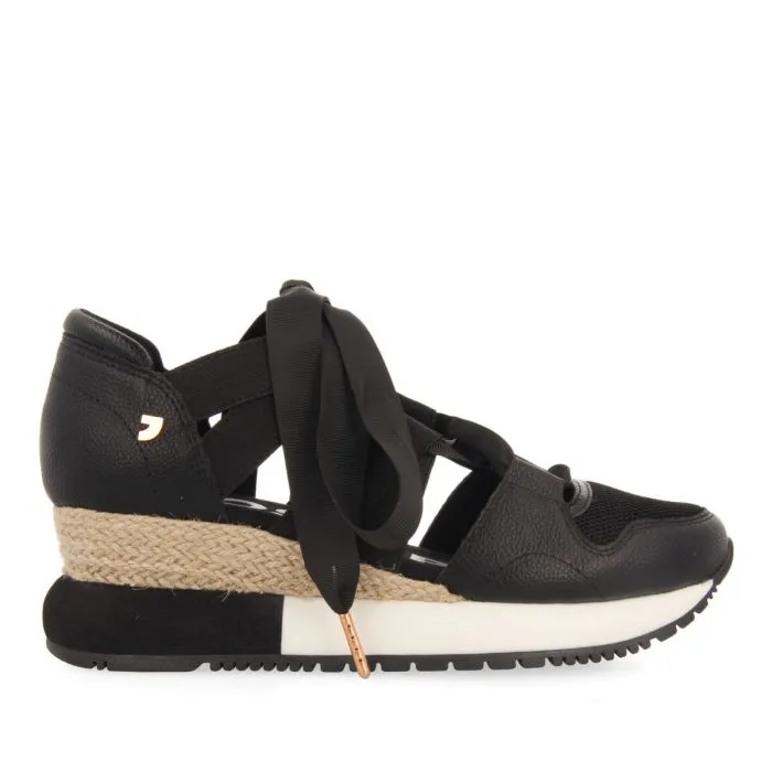 BLACK ESPADRILLE SNEAKERS FOR WOMEN LIZARDA