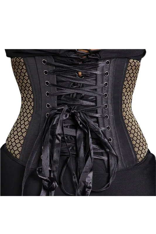 Black Iris Black and Gold Diamond Waist Cincher Corset