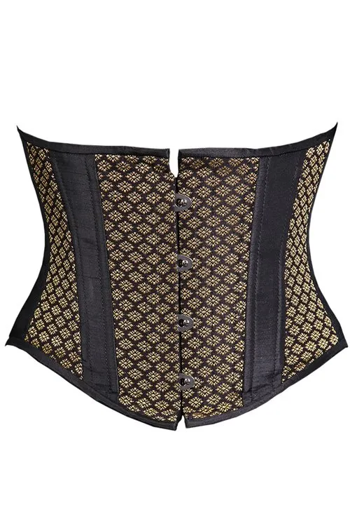 Black Iris Black and Gold Diamond Waist Cincher Corset