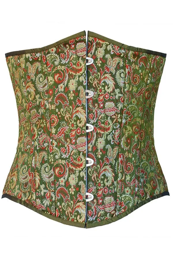 Black Iris Edwardian Green Satin Brocade Corset