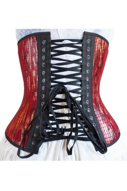 Black Iris Red Gold Snakeskin Corset