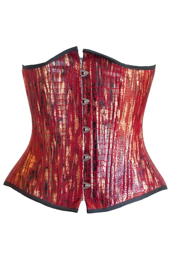 Black Iris Red Gold Snakeskin Corset