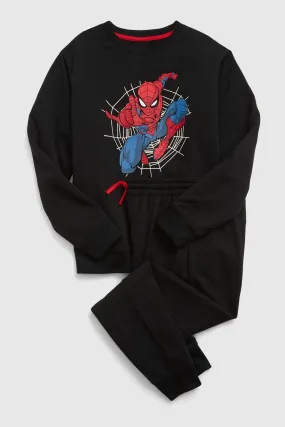 Black Marvel Spider-Man Long Sleeve Pyjama Set (6-13yrs)