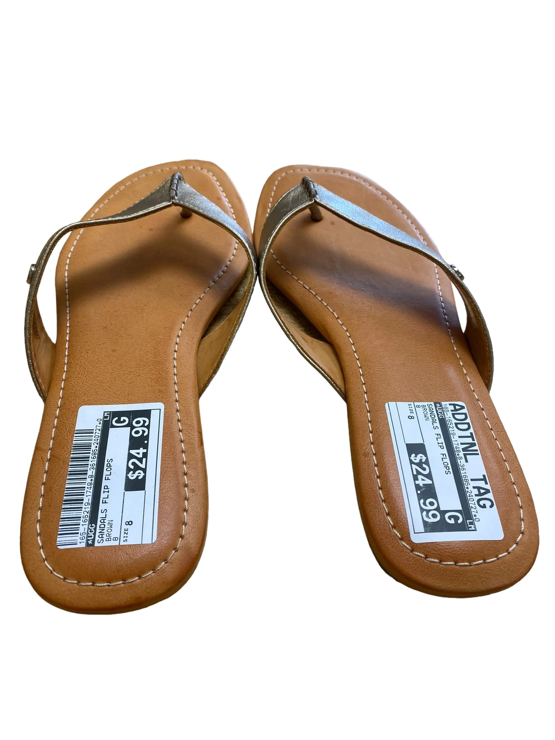 Brown Sandals Flip Flops Ugg, Size 8