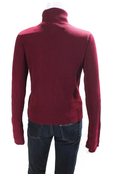 Cabo Womens Ribbed Knit Long Sleeve Turtleneck Shirt Top Wine Red Size L