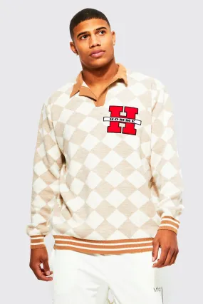 Checkerboard H Knitted Polo