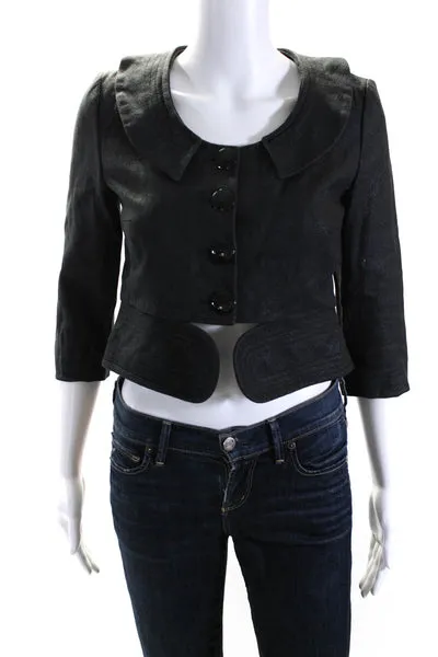 Chloe Womens Silk Cropped Button Down Jacket Black Size EUR 36