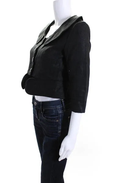 Chloe Womens Silk Cropped Button Down Jacket Black Size EUR 36