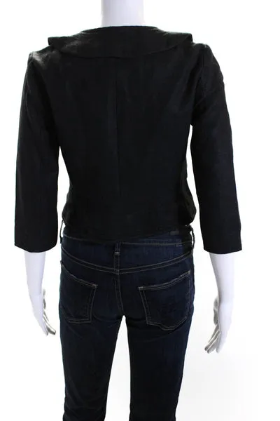 Chloe Womens Silk Cropped Button Down Jacket Black Size EUR 36