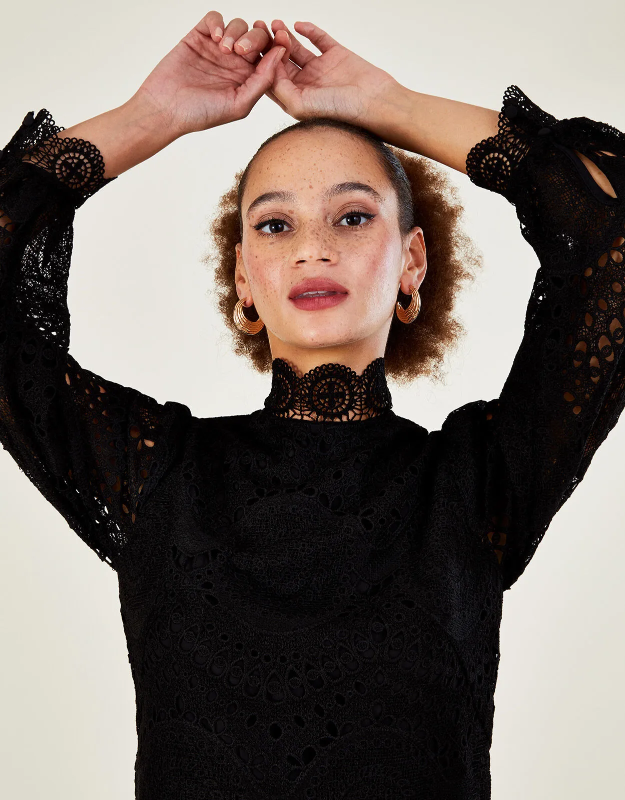 Ciri Lace Tunic Dress Black