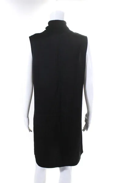 Club Monaco Womens Jourdan Satin Turtleneck Sleeveless Shift Dress Black Size 8