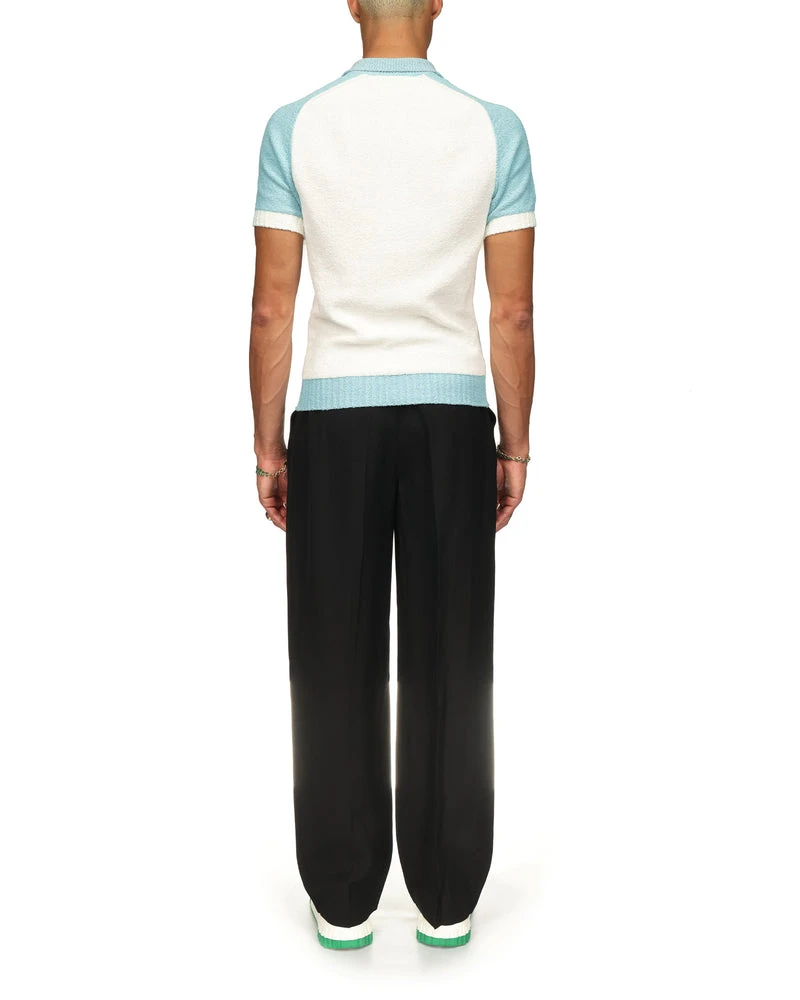 --Colour Block Boucle Polo Shirt-