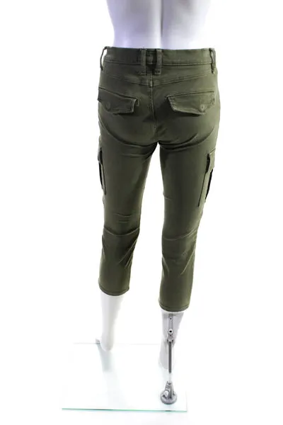 Current/Elliott Womens Low Rise Skinny Leg Cropped Cargo Pants Green Size S