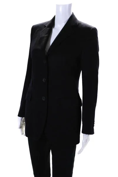 Dalmata Donna Womens Button Down Light Weight Jacket Navy Blue Wool Size 8