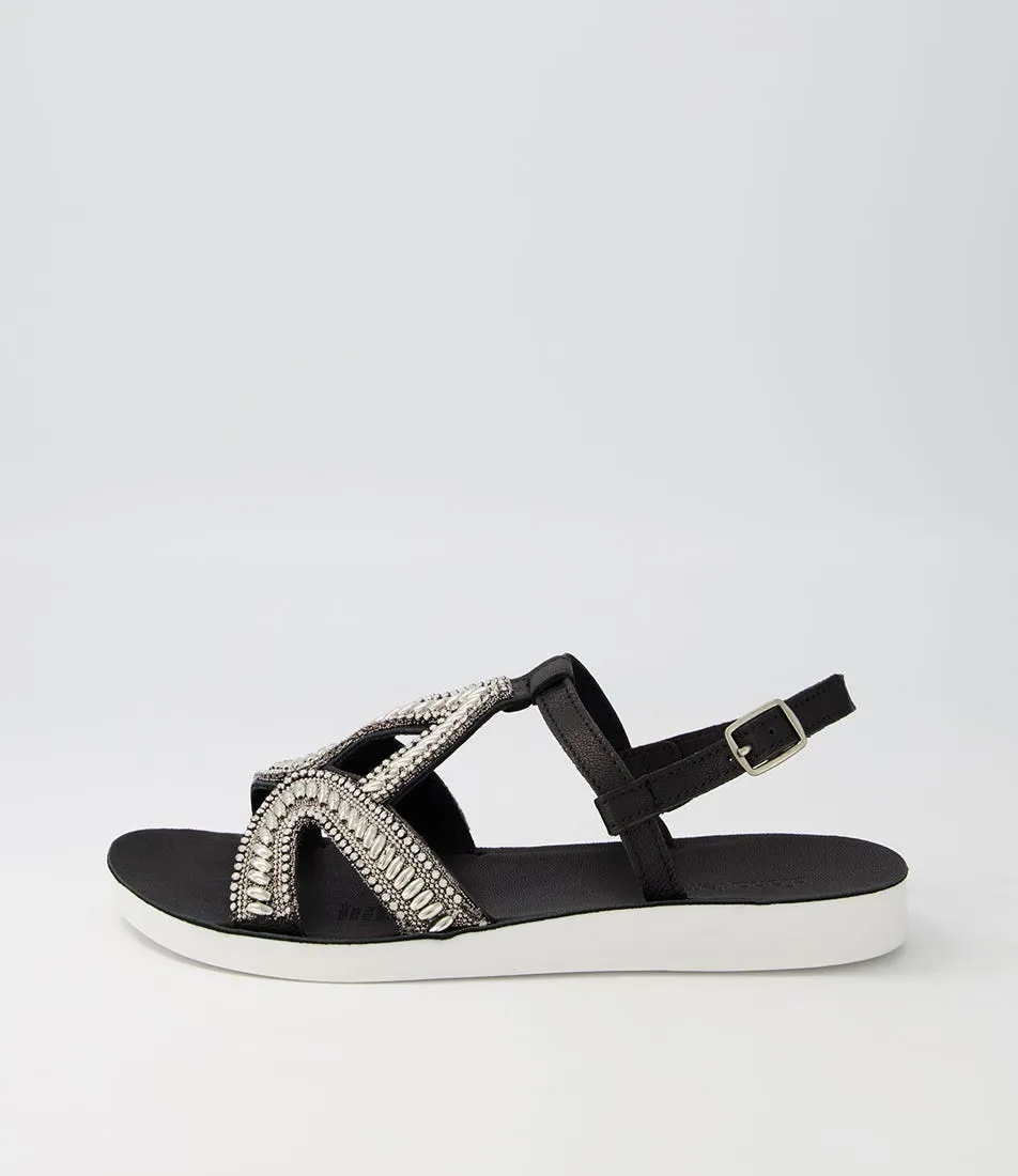 DIANA FERRARI Nayno Black White Leather Sandals