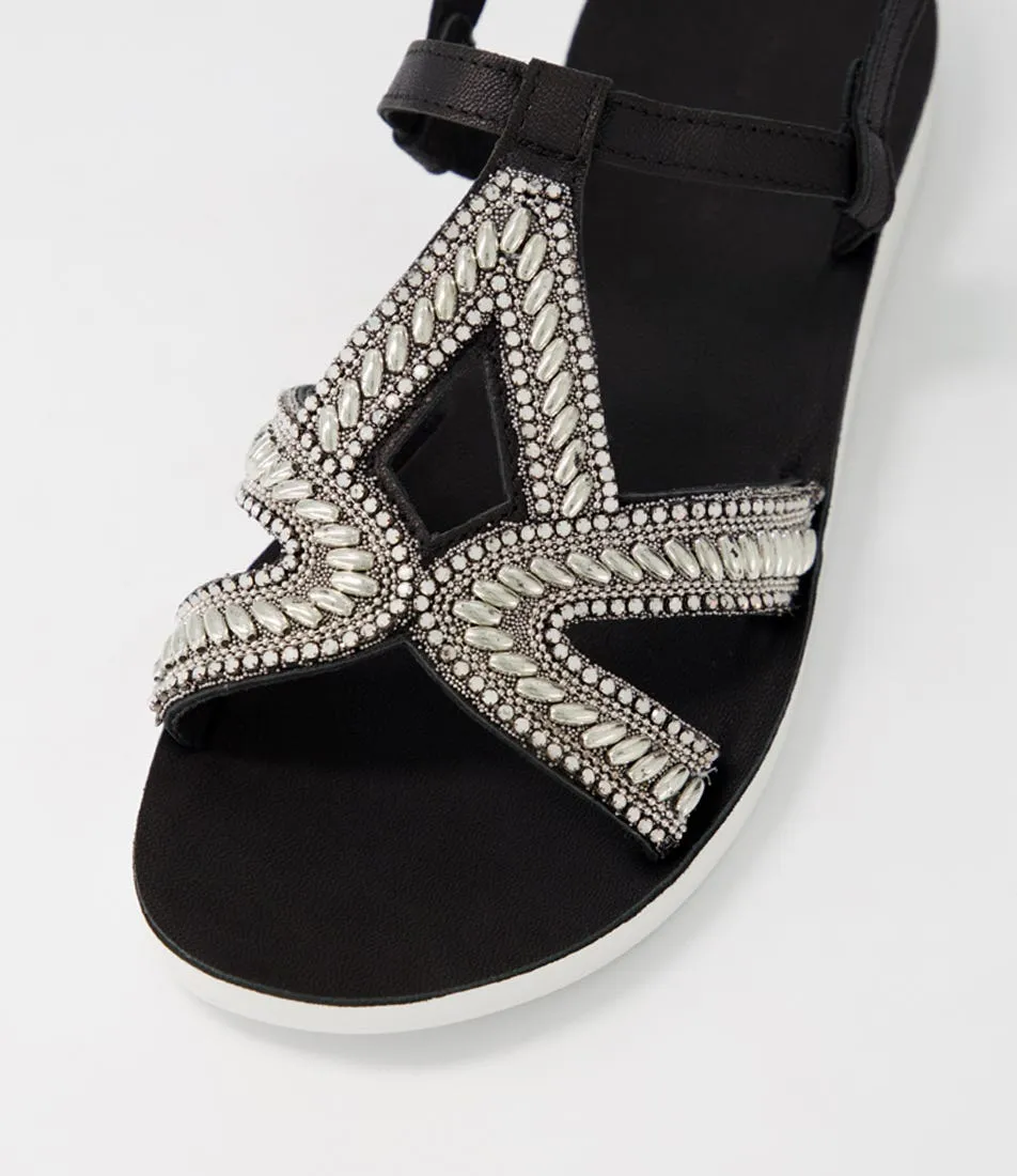 DIANA FERRARI Nayno Black White Leather Sandals