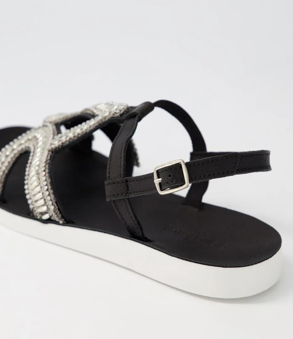 DIANA FERRARI Nayno Black White Leather Sandals