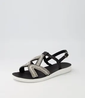 DIANA FERRARI Nayno Black White Leather Sandals