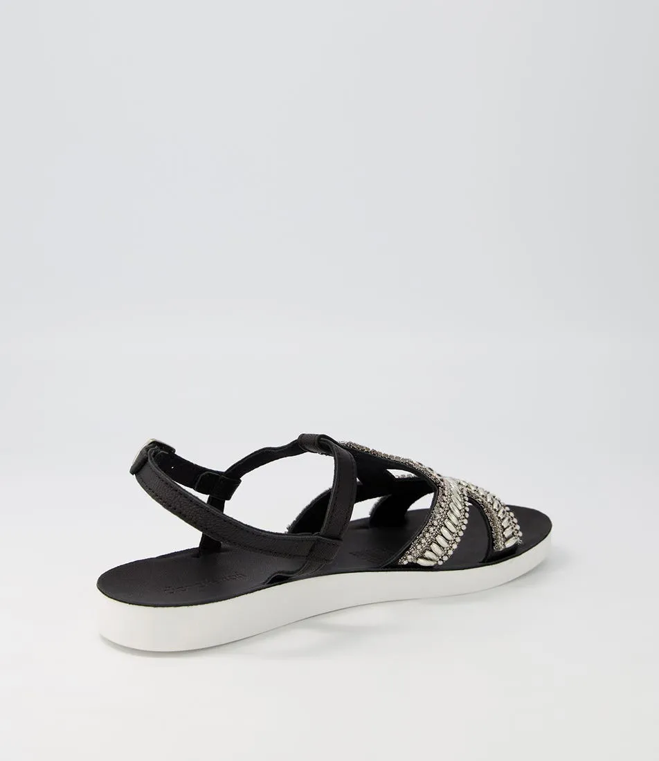 DIANA FERRARI Nayno Black White Leather Sandals