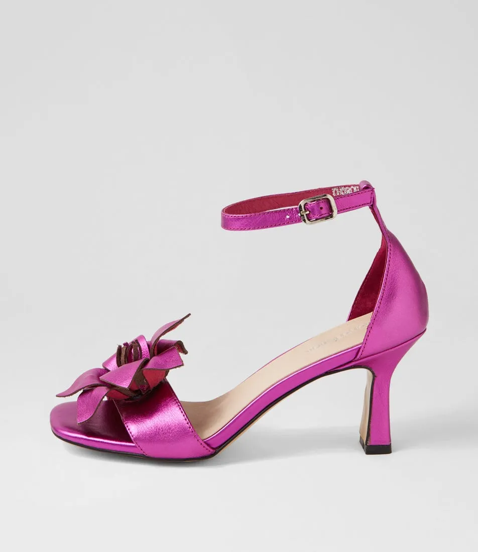 DIANA FERRARI Thorough Fuchsia Metallic Leather Sandals