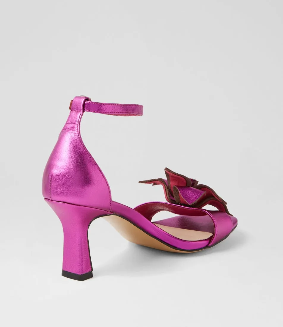 DIANA FERRARI Thorough Fuchsia Metallic Leather Sandals