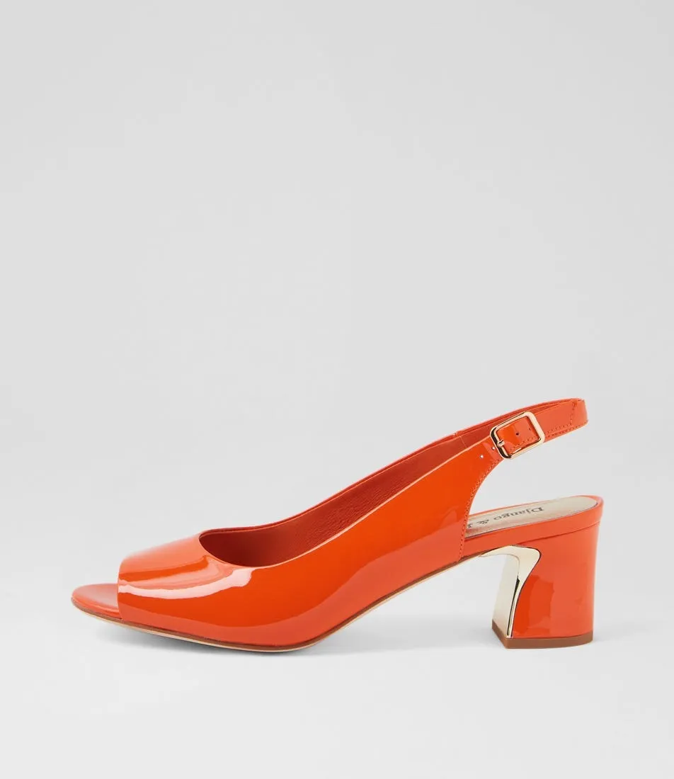 DJANGO & JULIETTE Jianas Orange Patent Leather Sandals