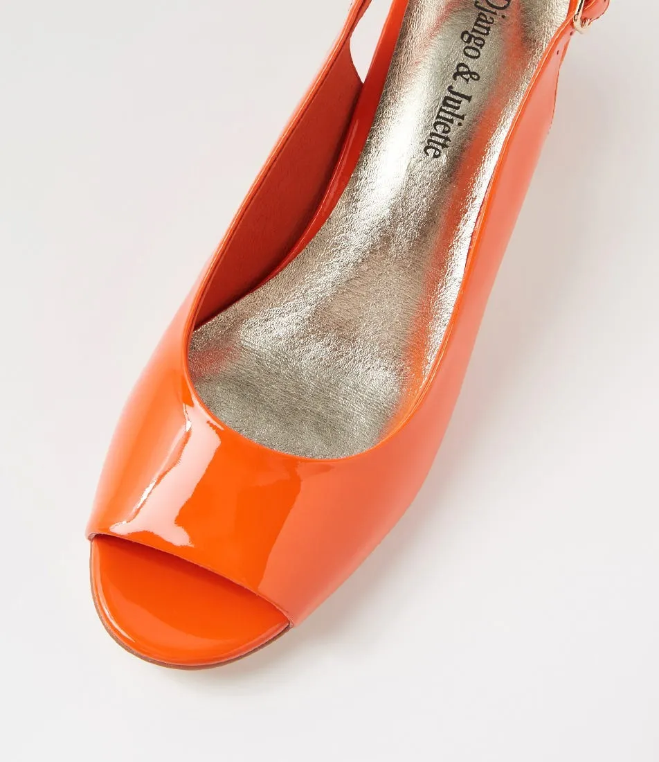 DJANGO & JULIETTE Jianas Orange Patent Leather Sandals