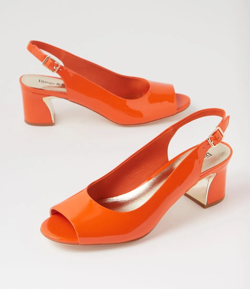 DJANGO & JULIETTE Jianas Orange Patent Leather Sandals