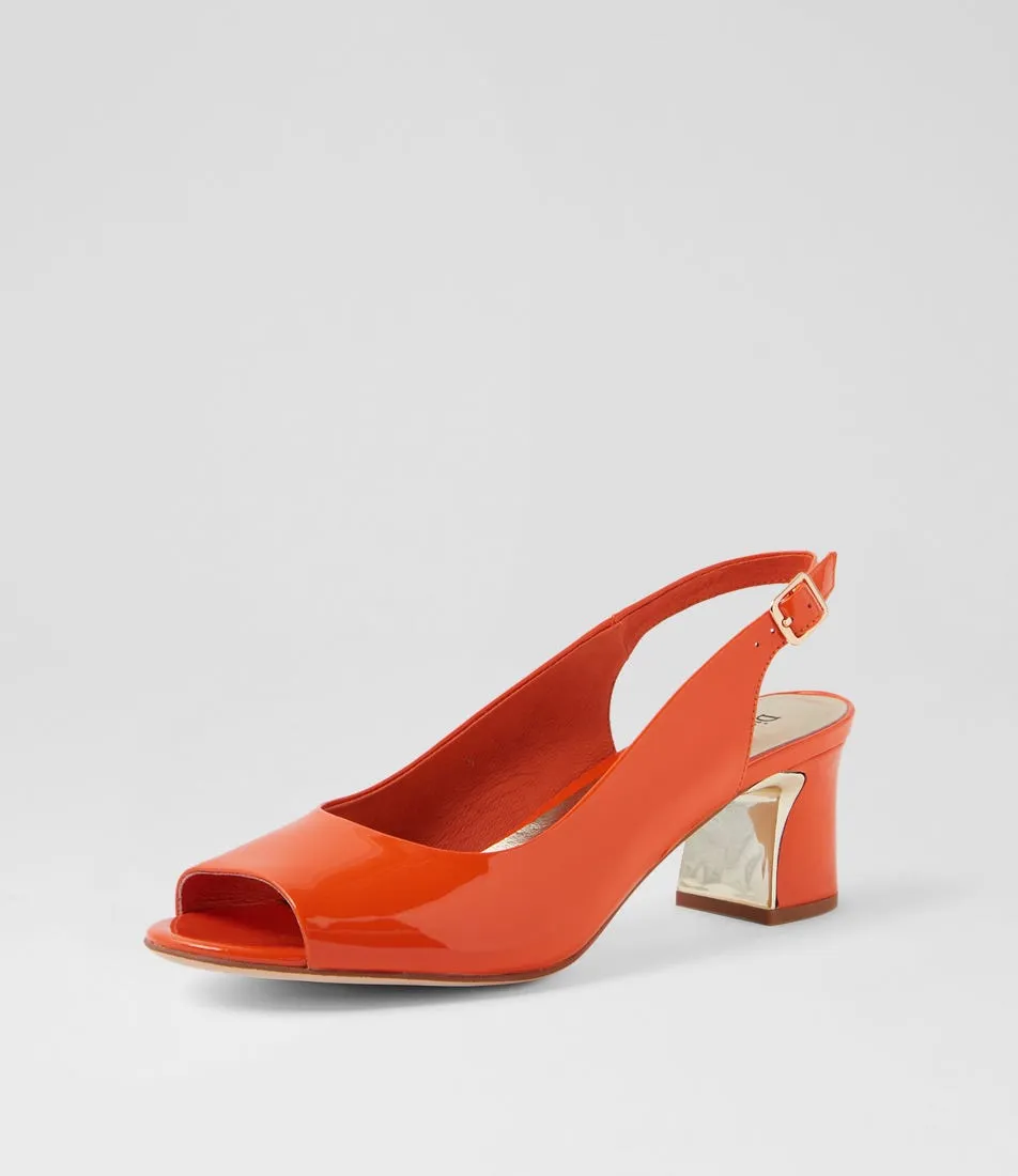 DJANGO & JULIETTE Jianas Orange Patent Leather Sandals