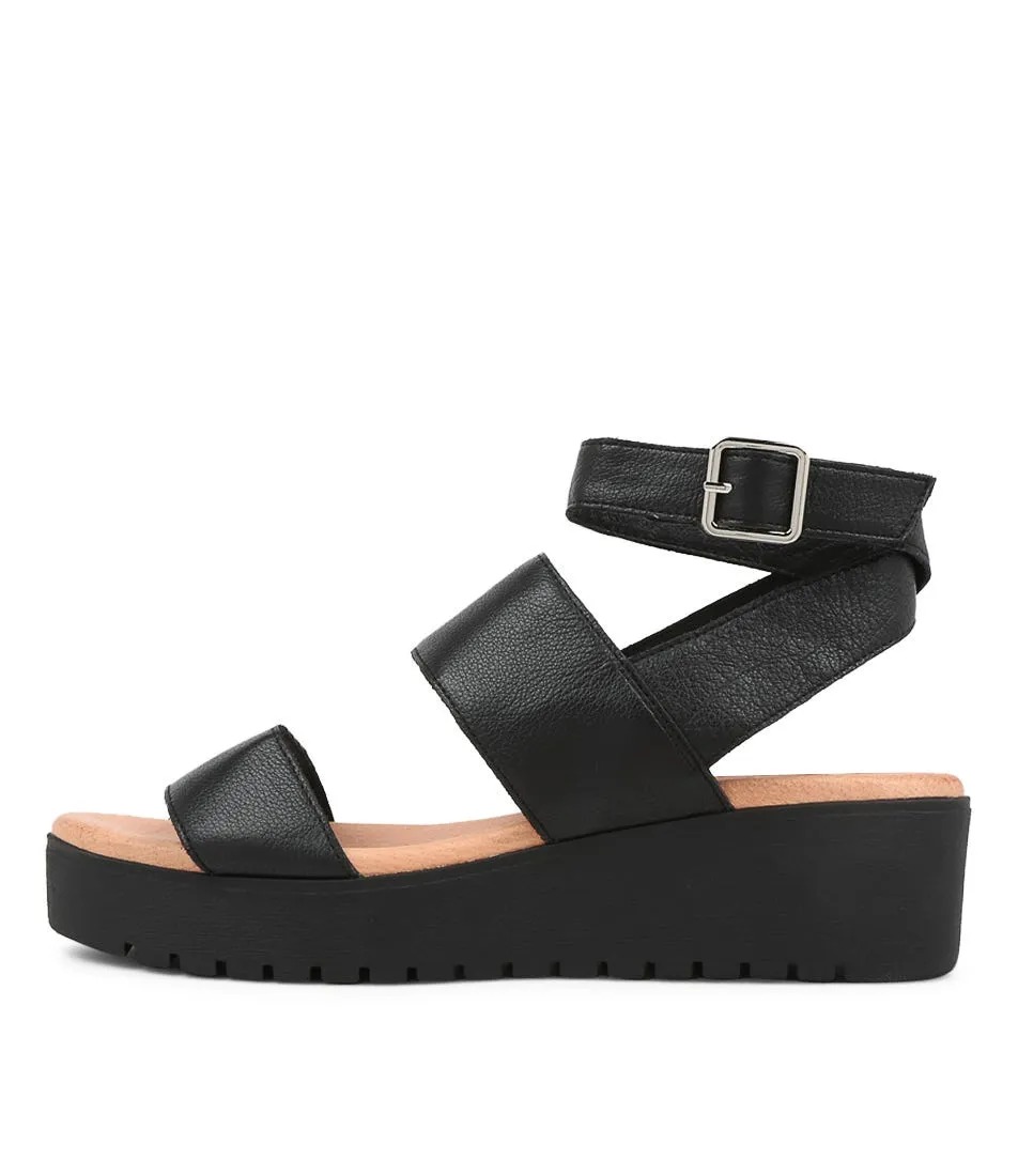 DJANGO & JULIETTE Ottis Black Tan Leather Sandals