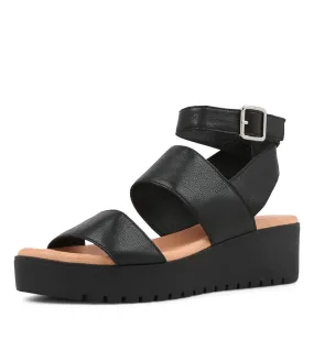 DJANGO & JULIETTE Ottis Black Tan Leather Sandals