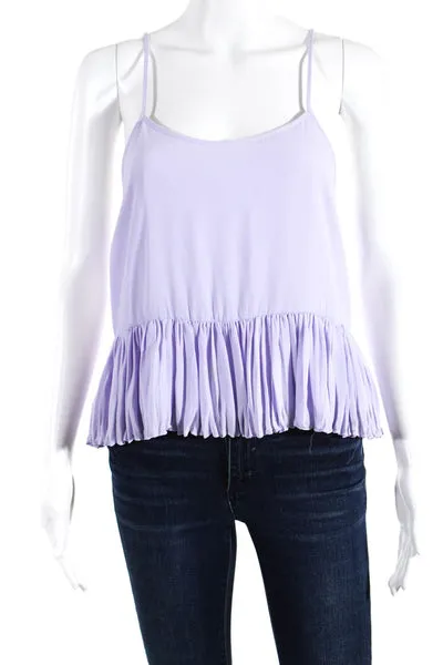 Elizabeth and James Womens Ruffled Hem Strappy Back Sleeveless Top Purple Size M