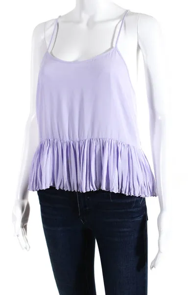 Elizabeth and James Womens Ruffled Hem Strappy Back Sleeveless Top Purple Size M