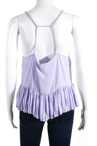 Elizabeth and James Womens Ruffled Hem Strappy Back Sleeveless Top Purple Size M