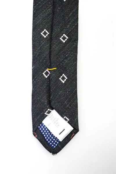 Eton Men's Diamond Print Classic Tie Black One Size