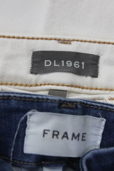 Frame DL1961 Womens Crop Mini Boot Cut Florence Jeans Blue White Size 24 Lot 2